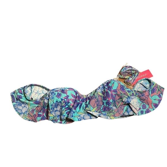 NWT Xhilaration Blue Off The Shoulder Bandeau Bikini Top Swimwear Ladies Small - Picture 3 of 7